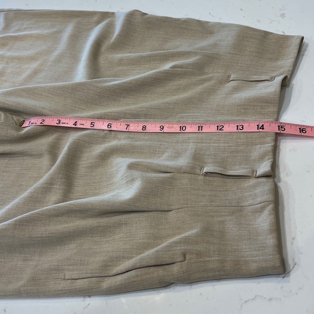 Nine West High Waist Wide Leg Pants Oatmeal Neutral Pleated Trousers - Picture 10 of 12